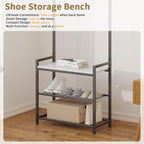 Hall Tree with Shoe Storage Bench - Entryway Bench with Coat Rack and Hooks - 3-in-1 Small Hall Tree for Entry Way, Entrance, Hallway, Doorway, Front Door, Mudroom, Small Space - Rustic Brown