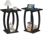 MAHANCRIS End Table Living Room Set of 2, Black Side Table for Small Spaces, Modern Beside Table with Shelf, Sturdy Nightstand Sofa Table for Bedroom, Black End Couch Table, Easy Assembly, ETBK1501S2
