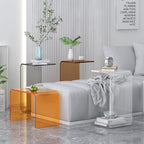Acrylic C-Shaped End Table, Clear Side Tables for Living Room, Coffee/Drink/Food/Snack Table for Couch, Bedside Nightstand(B,30 * 30 * 55CM)