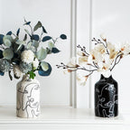 Kimdio Ceramic Vase Set, 2pcs Black and White Abstract Irregular Design Flower Vases, Modern Home Decor Living Room Decor Minimalist Decorative Vase for Pampas Grass
