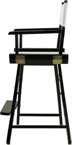 Casual Home 24" Director's Chair Black Frame-with White Canvas, Counter Height