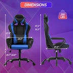 Gaming Chair, Computer Racing Chair Ergonomic Office Chair Video Game Chairs for Adult Kids Teen Height Adjustable Reclining Chair with Lumbar Support Armrest Headrest Swivel Chair Game Chair, Blue