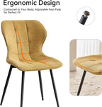 Dining Chairs Set of 4, [Water Resistant Fabric] Modern Upholstered Dining Room Kitchen Chairs with Metal Legs, Yellow (Only Chairs)