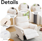 Rocking Chair Nursery with Adjustable Headrest,Manual Swivel Rocker Recliner Nursery Chair with Overstuffed Armrest,Glider Rocker Recliner for Living Room & Bedroom,White