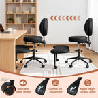 Criss Cross Office Chair with Wheels, Cross Legged Office Chair, Adjustable Height Kneeling Chair for Meditation Yoga Home Office with Backrest, 360° Rotating Footrest (Black)