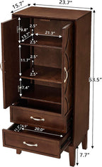 53.5" Tall Kitchen Pantry Cabinet, Mid Century Modern Storage Cabinet with Doors & Drawers, Walnut Sideboard Buffet with Adjustable Shelves for Kitchen, Living Room, Entryway