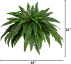 Nearly Natural 48in Boston Fern Artificial Plant, Large Hanging Fake Plant with 67 Long Realistic Fronds, Maintenance-Free Faux Fern for Office and Home Décor (Set of 2)
