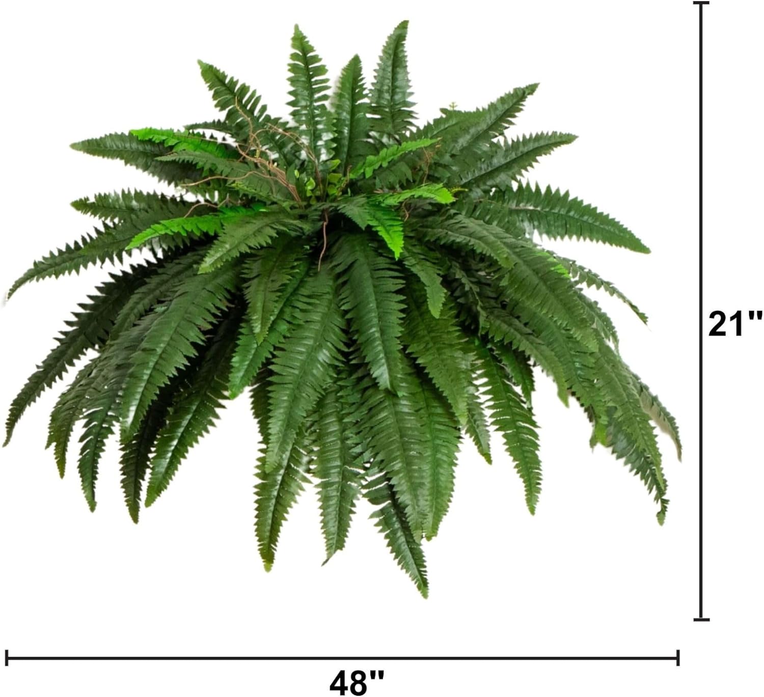 Nearly Natural 48in Boston Fern Artificial Plant, Large Hanging Fake Plant with 67 Long Realistic Fronds, Maintenance-Free Faux Fern for Office and Home Décor (Set of 2)