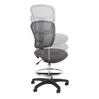 Norwood Commercial Furniture Adjustable-Height Office Mesh Drafting Chair with Chrome Footrest Ring & Optional Arms