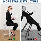 Folding Stool Chair with Handle, Portable Heavy Duty Round Foldable Stool, Non-Slip Feet, 600Lbs Capacity, 18 Inch Foldable Stool for Dorm, Kitchen, Vanity, Church Outdoor Use