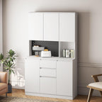74" Pantry Cabinet,Microwave Cabinet with Storage,Freestanding Buffet Cupboards Sideboard with Drawer for Dining Room, Living Room(White)