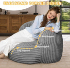 Bean Bag Chair for Adults Teens, Comfy Reading Chair Sofa with Round Seat | DarkGray, Giant Bean Bag with Filler, Corduroy Beanbag Chairs Floor Sofa, For Living Room, Bedroom, Gaming