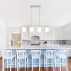 Modern Island Lights for Kitchen, Brushed Nickel Dining Room Light Fixtures, 4-Light Linear Chandeliers Over Table White Frosted Glass Kitchen Hanging Lights Pendant Lighting Over Island