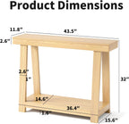 43.5" Narrow Console Table, 500LB 2-Tier Wood Grain Entryway Table, 15-Min Easy Assembly for Hallway, Foyer, Small Apartment & Bedroom, Oak