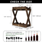 3-in-1 Countertop Wine Rack with Glass Holder | Store 8 Bottles, 6 Stemware Glasses and Wine Tools, Durable Wooden Wine Bottle Holder, Elegant Home Decor