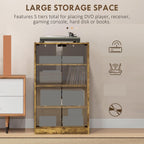 Retro Media Cabinet with 4-Tier Stereo, Modern Audio Video Media Stand with Adjustable Shelves,for Kitchen Home