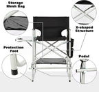 Makeup Chair for Makeup Artist 41'',Tall Directors Chairs Foldable with Side Table Cup Holder Storage Bag and Footrest, Folding Chair Makeup Chair for Clients 400lbs Capacity