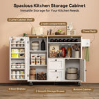 knoworld Rolling Kitchen Island with Storage Cabinet, 41.3'' Width Kitchen Cart with Desktop Drop Leaf Countertop, Portable Mobile Island with Towel Rack, Spice Rack Shelf, White