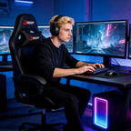 Gaming Chair with Footrest, Ergonomic Game Chair with Lumbar Support and Linkage Armrest, Reclining Computer Chair Height Adjustable for Home Office Father's Day(1001-Black)