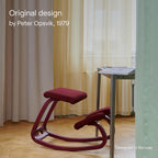 Varier Variable Balans Original Kneeling Chair Designed by Peter Opsvik (Red Revive Fabric with Natural Ash Base)