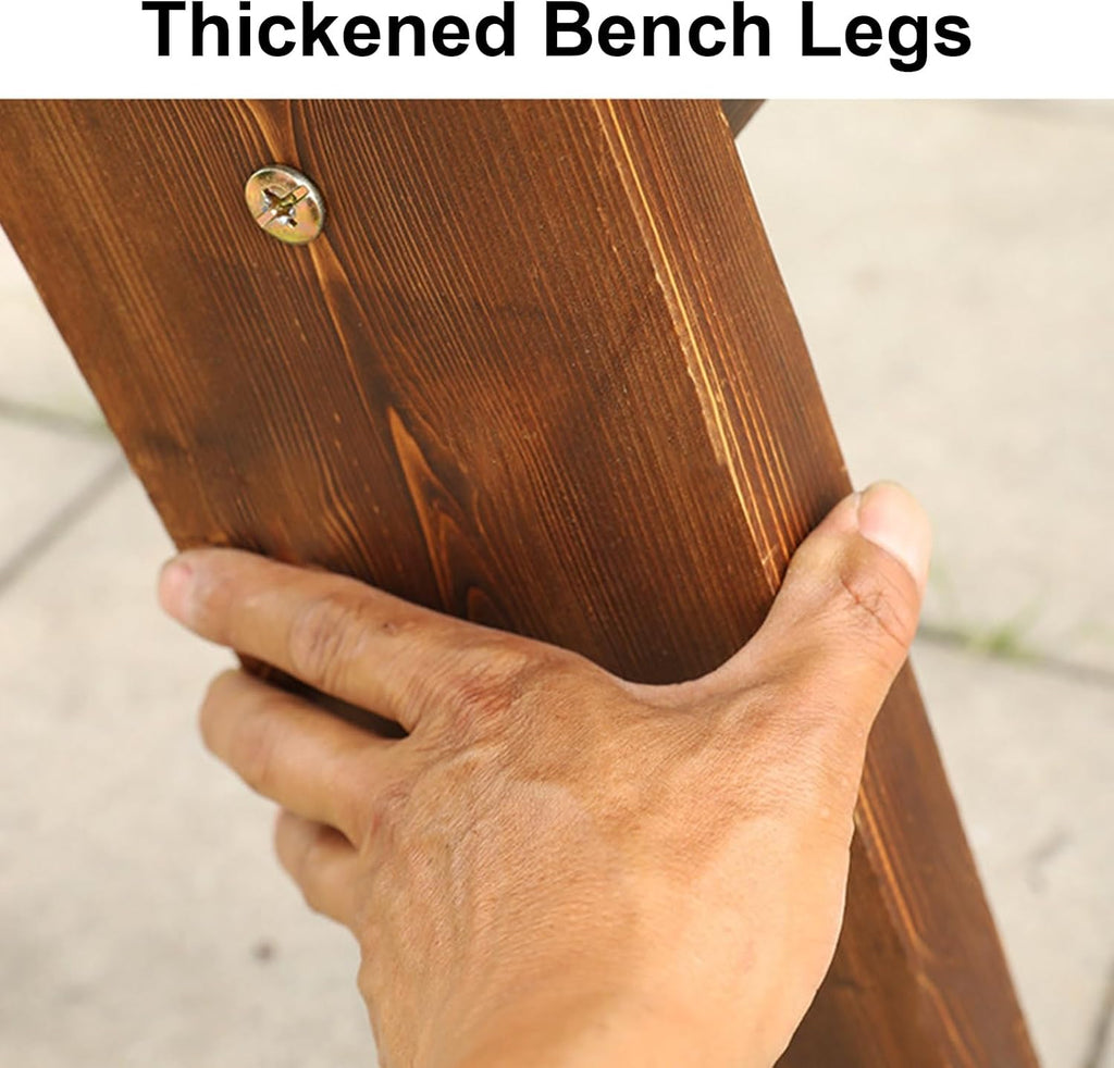 Outdoor Wooden Bench, 16in High Outdoor Garden Bench, 837lbs Load Capacity, Suitable for Patios, Porches, Dining Rooms, Brown(150x41x28.5cm/59x16x11in)