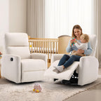 HAOMARKETS Swivel Rocker Recliner Chair Set of 2, Manual Faux Leather Glider Rocking Recliners for Adults, 360° Swivel Nursery Reclining Sofa with Padded Backrest for Living Room, White