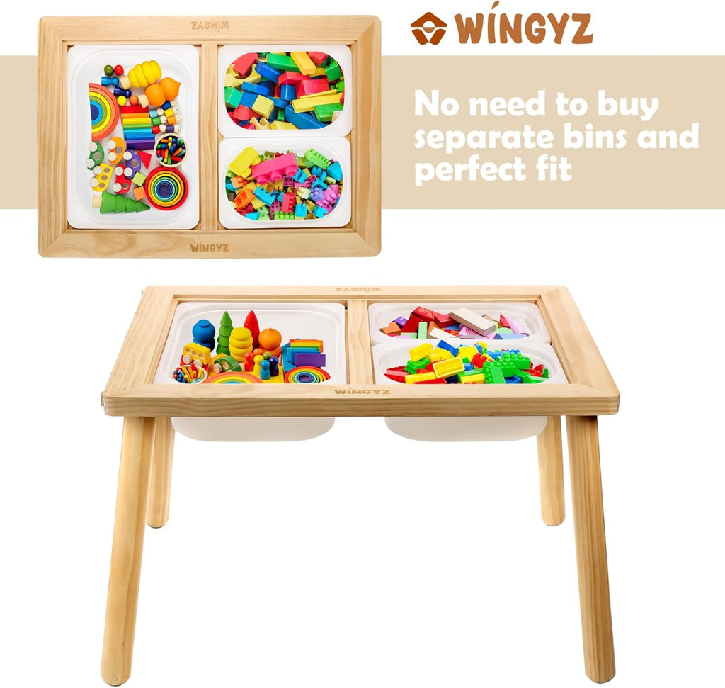 WINGYZ Kids Table for Play Study Dining Toys Storage, Sensory Tables for Toddler, Activity Table with Storage Bins Birthday Gifts for Boys and Girls