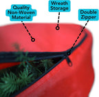 Iconikal 3-Pack Wreath Storage Bag with Handle 30-Inch Diameter Red Zippered Christmas Holiday Garland Organizer Tear-Resistant Protective Bulk Pack