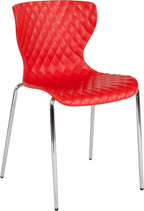 EMMA + OLIVER Contemporary Design Red Plastic Stack Chair