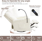 ABCASA Power Recliner Rocking Chair Nursery Glider, Swivel Reclining Nursery Rockers for Baby Room & Living Room, Corduroy Chair with Phone Holder, USB/Type-C Ports, Arm Storage, White