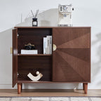 XEW 39.4" Sideboard Buffet Cabinet with Storage for Kitchen | Mid-Century Storage Cabinet with 2 Doors and Shelves, Credenza Buffet Table Coffee Bar for Dining Room, Walnut
