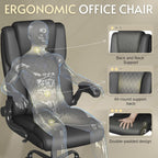 Office Chair,Big and Tall Office Chair,Home Desk Computer Chair, Executive Leather Computer Chair with Lumbar Support& Flip-Up Arms, Rocking Function Swivel Chair for Home Office,Black