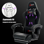 Gaming Chair with Footrest, Ergonomic Game Chair with Lumbar Support and Linkage Armrest, Reclining Computer Chair Height Adjustable for Home Office Father's Day(1001-Black)