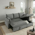 Sectional Sleeper Sofa with Pull Out Bed, L Shape Convertible Sofa Bed Couch with Storage Chaise, 3 in 1 Pull Out Sofa Bed with 3 Seats for Living Room,Apartment, Gray, 85Inch