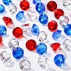 200 Pcs Fake Diamonds Blue Red Clear 3/4 Inch Acrylic Gems Independence Day 4th of July Patriotic Decor Aquarium Fish Tank DIY Craft Vase Fillers for Table Centerpieces Memorial Day Decor