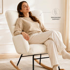 Nursery Rocking Chair, Ergonomic High Back Armrests, Metal Frame Capacity Easy Assembly, Accent Chair with High Backrest Reading Chair for Adult, Nursery, Bedroom, Living Room,Offices