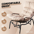ovios Glider Rocking Chair with Ottoman, Mid-Century Modern Recliner Chair with Footrest, Comfy Gliding Rocker Lazy Accent Armchair for Living Room Bedroom, Cloud Flannel Velvet, Beige