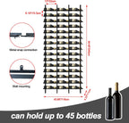 Large Wall Mount Wine Rack, 16 Tier 48 Bottle Wine Storage Organizer Display Holder, Metal Liquor Display for Wine Cellars, Home Bars, Kitchens, and Dining Rooms