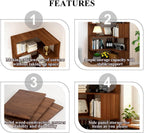 Corner Bookshelf, 6 Tier Corner Bookcase Tall, 78.7" L-Shaped Corner Book Shelf, Walnut Corner Shelves for Home Office, Living Room, Bedroom