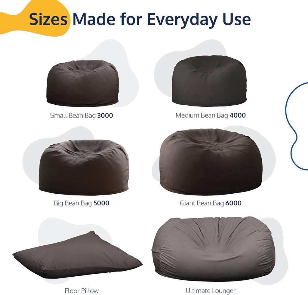 ULTIMATE SACK | 5 Ft Bean Bag Chair | Oatmeal Bouchon | Foam Filled - Removable Washable Cover