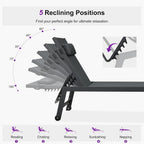 PURPLE LEAF Outdoor Oversized Lounge Chair Set of 3 Pool Lounger Patio Chaise Aluminum Frame with Side Table and Wheels for Outside Sunbathing Tanning Recliner Including Pillows Gray