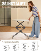 FanttikOutdoor 32" Round Folding Table 4 Heights Adjustable, One-Hand Quick Lift, Instalift, Plastic Portable Indoor Outdoor Table for Parties Commercial Events, 1 Pack, Granite White Zeta O3 Pro