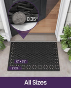 DEXI Front Door Mat Outside Entrance Rubber 24x36, Welcome Floor Doormat Heavy Duty Non Slip, Dirt Trapper Waterproof Exterior Entry Mats All Weather for Patio Entryway Drainage, Black