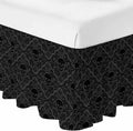 Black Skeleton Bed Skirt Queen Size 16 Inch Drop, Adjustable Elastic Bedskirt Dust Ruffle for Queen Bed, Light Blue Horror Skull Vintage Chic Art Wrap Around Bed Skirts Pleated Bed Frame Cover