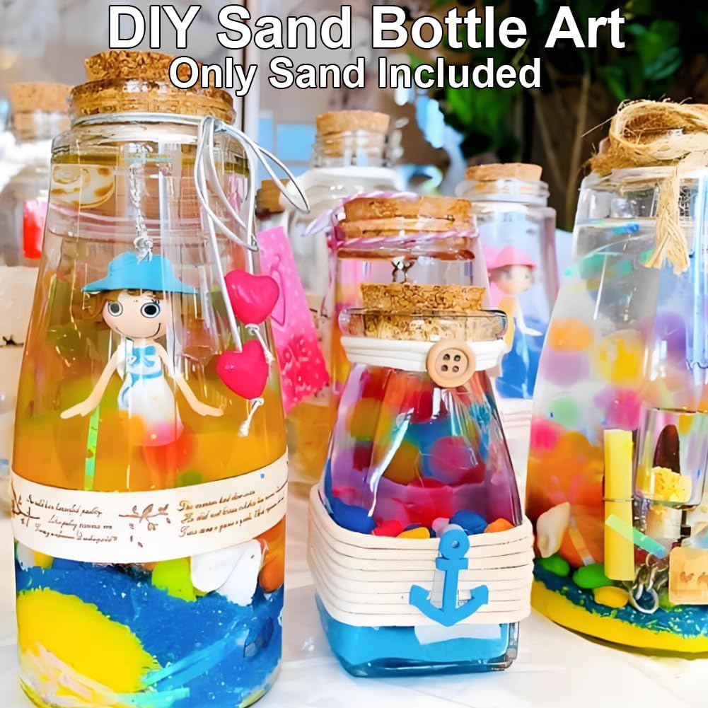 0.85LB White Adult Sand Art for Bottles, Art Sand Assortment Decorating Adhesive Sand Art Pictures, Fine Sand for DIY Sand Painting, Colored Sand Arts for Wedding Decoration
