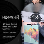 Hudson Hi-Fi 50x Inner & 50x Outer Protective Sleeves for Vinyl & Records Cover Art - Blocks Scratches, Static, Dust, Damage - Acid-Free, Smooth Slide - Fits Single Double Gatefold LP Sleeve