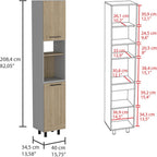 82" Tall Kitchen Pantry, Six Shelves, Double Doors, Light Pine - Home Storage Organizer
