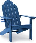 LUE BONA HDPS Adirondack Chairs, 1 Chair, Long-Lasting All-Season Outdoor Patio, Hidden Cup Holder, 350 LBS, Navy Blue