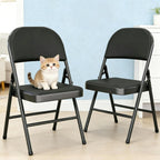 Set of 2 Folding Chairs with Cushion, No Assembly Wedding Chair, 280 LBS Capacity, Padded Folding Chairs 2 Pack for Banquet, Party, Picnic, Outdoor & Indoor Events, Black