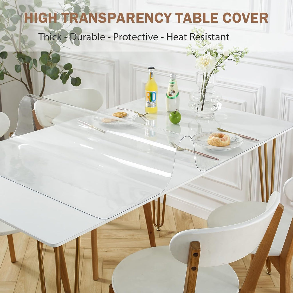 LovePads Clear Table Cover Protector 36 x 60 Inch, 1.5mm Thick Plastic Table Cover, Table Protector for Dining Room Table, Waterproof Vinyl Tablecloth Table Pad Mat for Kitchen, Dresser, Writing Desk